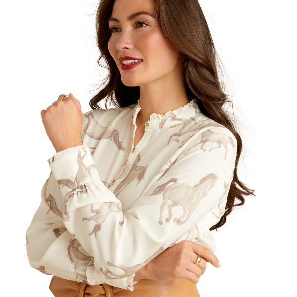 Ariat Bluse Clarion Sepia Horse Print